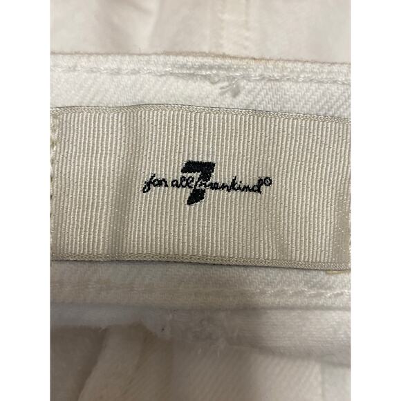 NEW 7 for NEW All Mankind Women's White High Rise Wide Leg Denim Jeans Shorts 30 - Picture 3 of 4